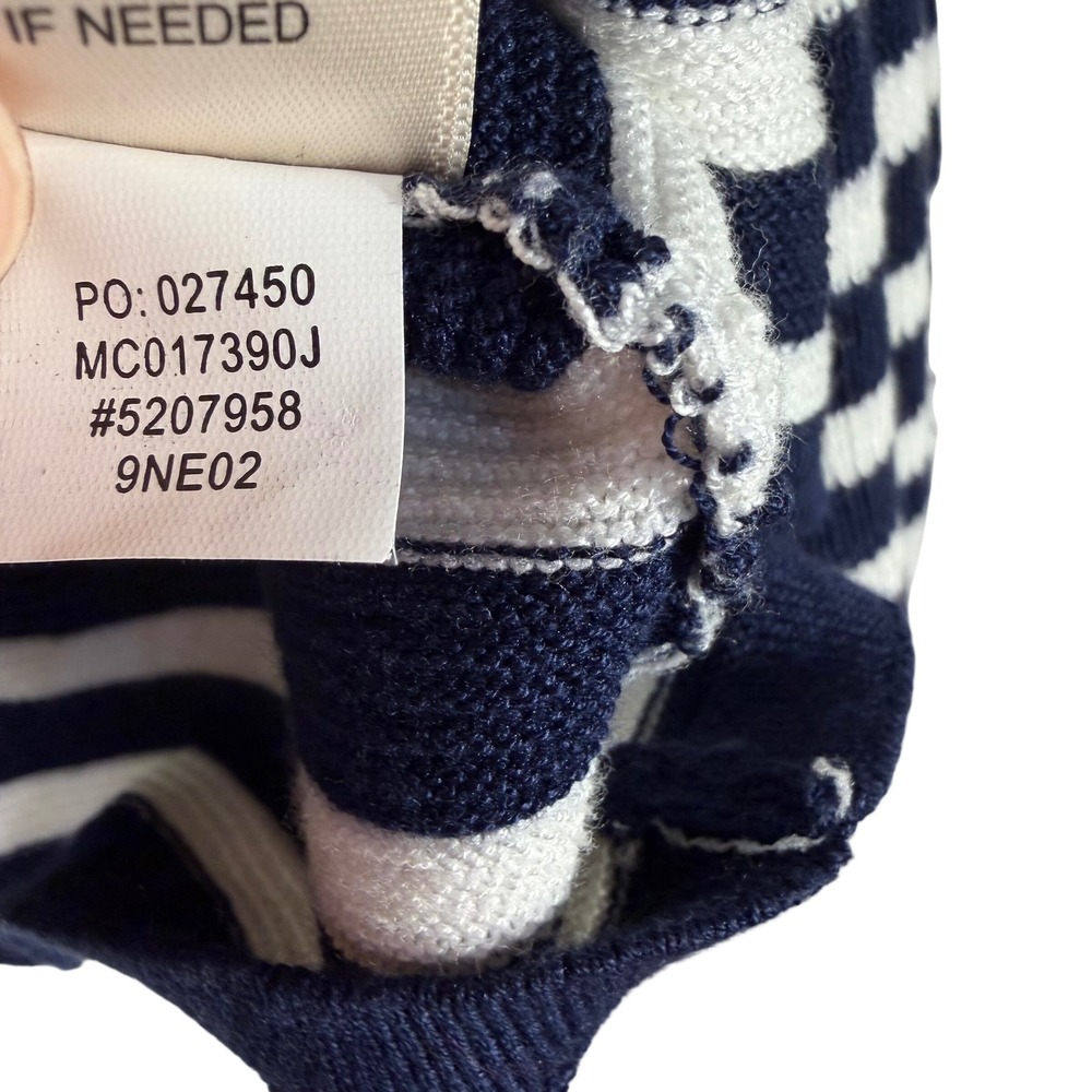 John Paul Richard Navy‎ & White Striped Knit Top Bell Sleeve Sweater Women's M - Picture 6 of 12